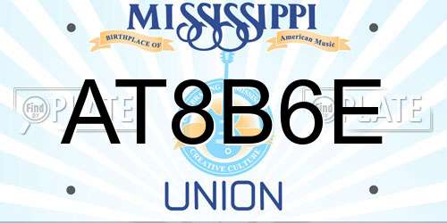AT8B6E Mississippi License Plate