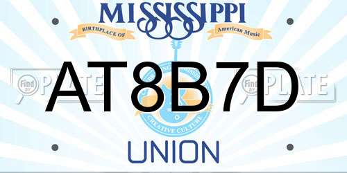 AT8B7D Mississippi License Plate