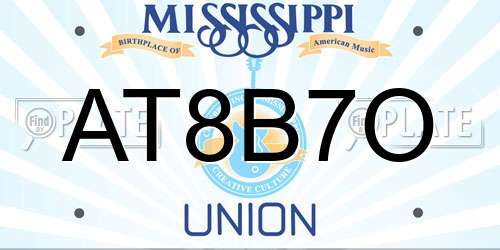 AT8B7O Mississippi License Plate