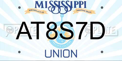 AT8S7D Mississippi License Plate