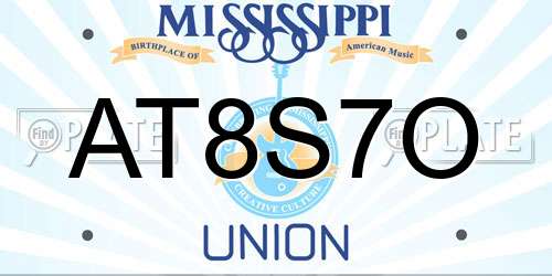 AT8S7O Mississippi License Plate