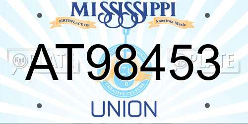 AT98453 Mississippi License Plate