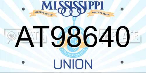 AT98640 Mississippi License Plate