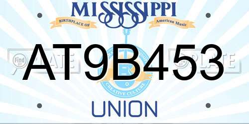 AT9B453 Mississippi License Plate