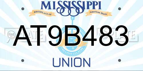 AT9B483 Mississippi License Plate