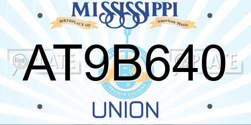 AT9B640 Mississippi License Plate