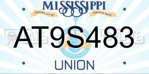 AT9S483 Mississippi License Plate