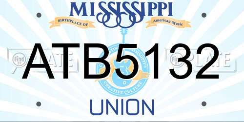 ATB5132 Mississippi License Plate