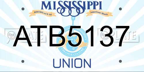 ATB5137 Mississippi License Plate