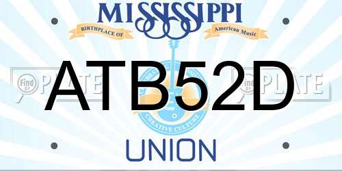 ATB52D Mississippi License Plate
