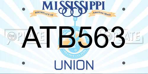 ATB563 Mississippi License Plate