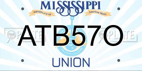 ATB57O Mississippi License Plate