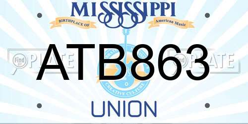 ATB863 Mississippi License Plate