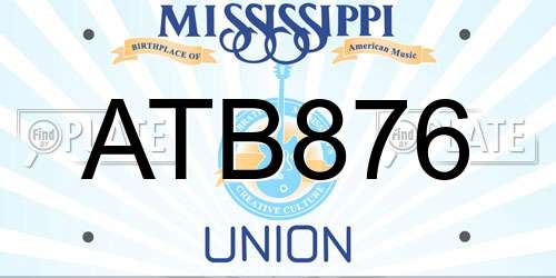 ATB876 Mississippi License Plate