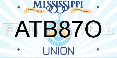 ATB87O Mississippi License Plate