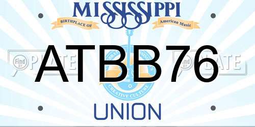 ATBB76 Mississippi License Plate
