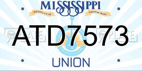 ATD7573 Mississippi License Plate