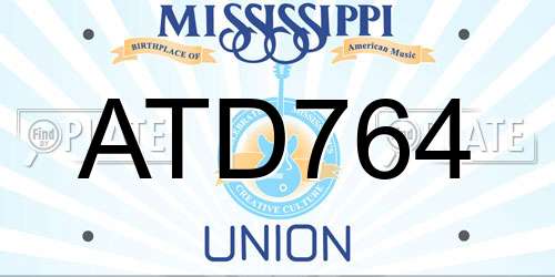 ATD764 Mississippi License Plate