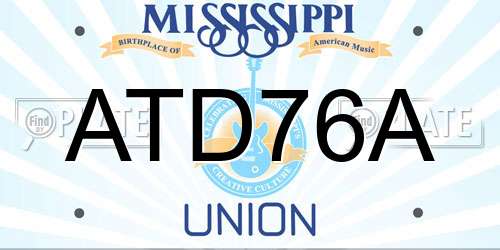 ATD76A Mississippi License Plate