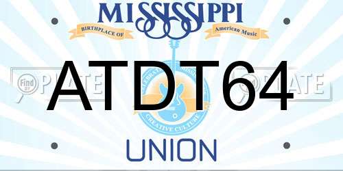 ATDT64 Mississippi License Plate