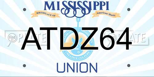 ATDZ64 Mississippi License Plate
