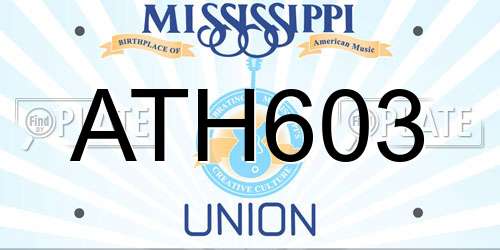 ATH603 Mississippi License Plate