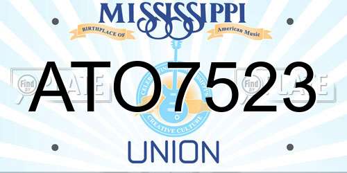 ATO7523 Mississippi License Plate