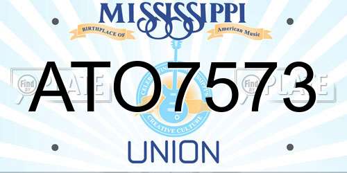 ATO7573 Mississippi License Plate
