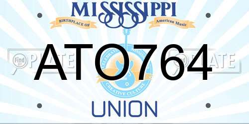 ATO764 Mississippi License Plate