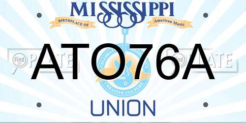 ATO76A Mississippi License Plate