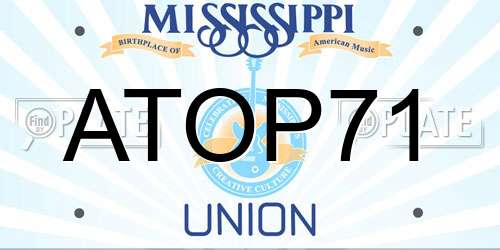 ATOP71 Mississippi License Plate