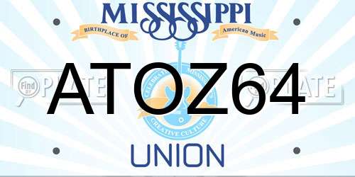 ATOZ64 Mississippi License Plate