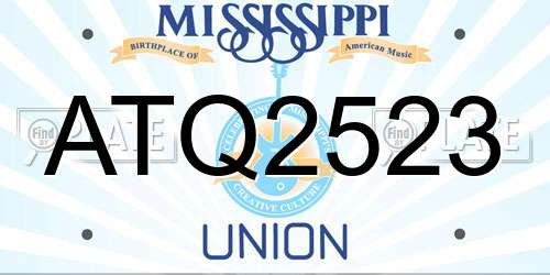 ATQ2523 Mississippi License Plate