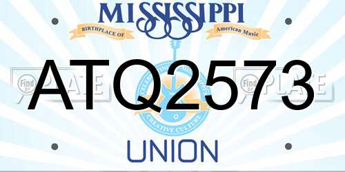 ATQ2573 Mississippi License Plate