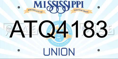 ATQ4183 Mississippi License Plate