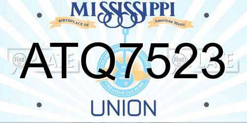 ATQ7523 Mississippi License Plate