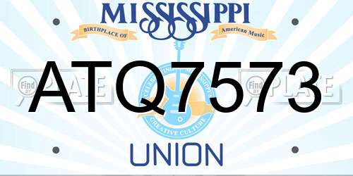 ATQ7573 Mississippi License Plate
