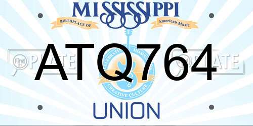ATQ764 Mississippi License Plate