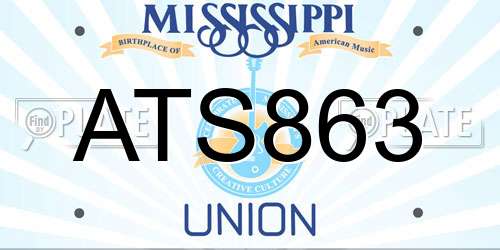ATS863 Mississippi License Plate