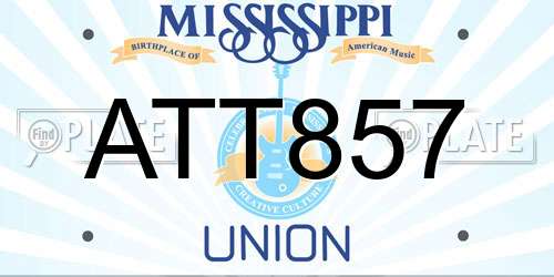 ATT857 Mississippi License Plate