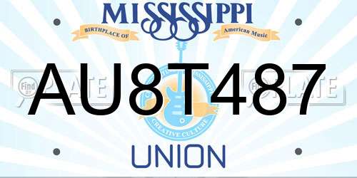 AU8T487 Mississippi License Plate