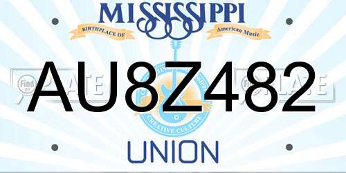 AU8Z482 Mississippi License Plate