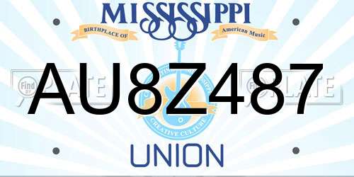 AU8Z487 Mississippi License Plate