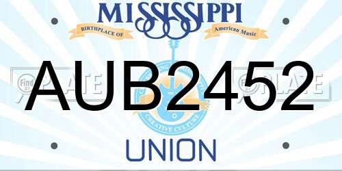 AUB2452 Mississippi License Plate
