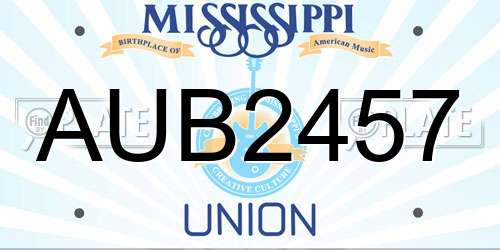 AUB2457 Mississippi License Plate