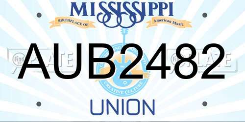 AUB2482 Mississippi License Plate