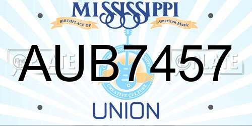 AUB7457 Mississippi License Plate