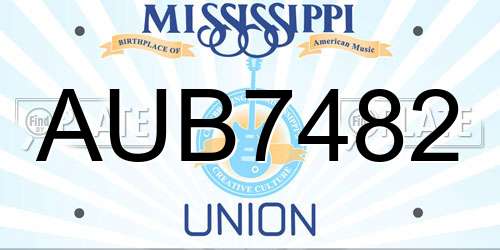 AUB7482 Mississippi License Plate