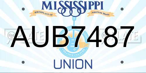 AUB7487 Mississippi License Plate