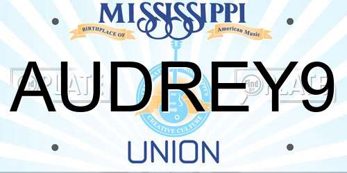AUDREY9 Mississippi License Plate